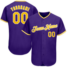 Load image into Gallery viewer, Custom Purple Gold-White Authentic Baseball Jersey
