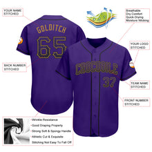 Load image into Gallery viewer, Custom Purple Purple-Old Gold Authentic Drift Fashion Baseball Jersey
