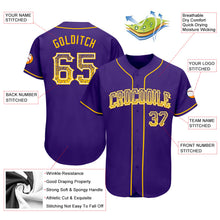 Laden Sie das Bild in den Galerie-Viewer, Custom Purple Gold-White Authentic Drift Fashion Baseball Jersey
