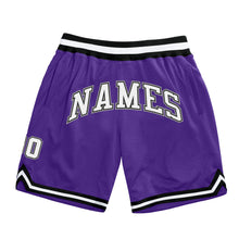 Load image into Gallery viewer, Custom Purple White-Black Authentic Throwback Basketball Shorts
