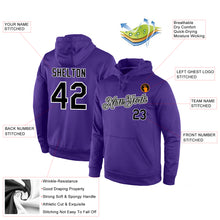 Laden Sie das Bild in den Galerie-Viewer, Custom Stitched Purple Black-Gray Sports Pullover Sweatshirt Hoodie
