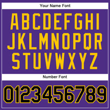 Load image into Gallery viewer, Custom Purple Black Pinstripe Black-Gold Authentic Basketball Jersey
