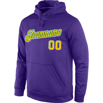 Custom Stitched Purple Gold-Kelly Green Sports Pullover Sweatshirt Hoodie