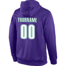 Load image into Gallery viewer, Custom Stitched Purple White-Kelly Green Sports Pullover Sweatshirt Hoodie
