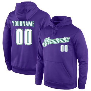 Custom Stitched Purple White-Kelly Green Sports Pullover Sweatshirt Hoodie