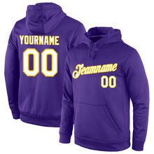 Load image into Gallery viewer, Custom Stitched Purple White-Gold Sports Pullover Sweatshirt Hoodie
