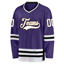Laden Sie das Bild in den Galerie-Viewer, Custom Purple White-Black Hockey Jersey
