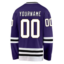Laden Sie das Bild in den Galerie-Viewer, Custom Purple White-Black Hockey Jersey
