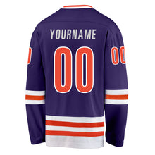Laden Sie das Bild in den Galerie-Viewer, Custom Purple Orange-White Hockey Jersey
