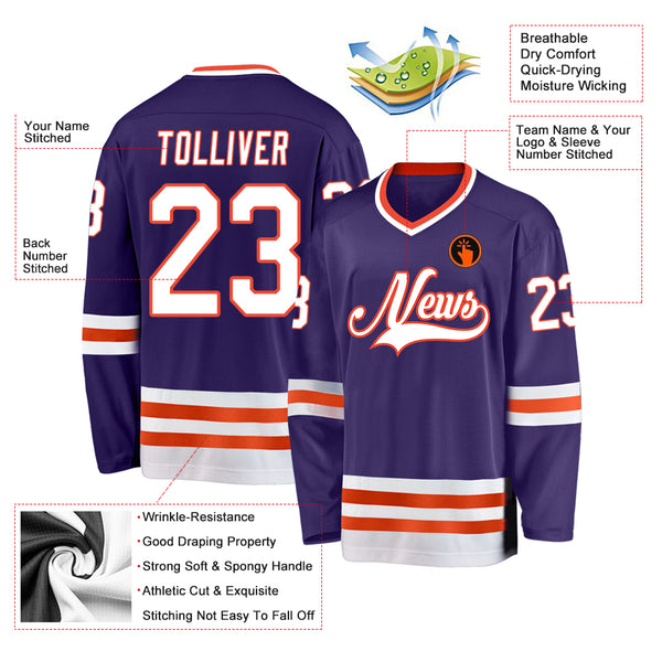 Cheap Custom White Purple-Orange Hockey Jersey Free Shipping –  CustomJerseysPro