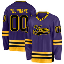 Загрузить изображение в средство просмотра галереи, Custom Purple Black-Gold Hockey Jersey
