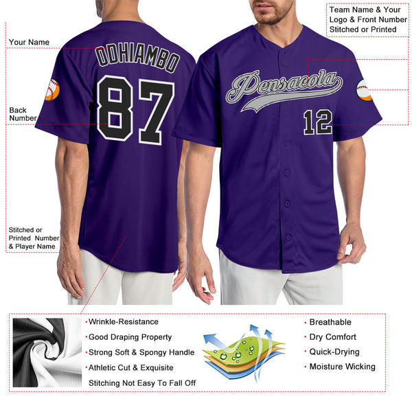 Cheap Custom Purple Black-Gray Authentic Baseball Jersey Free Shipping –  CustomJerseysPro