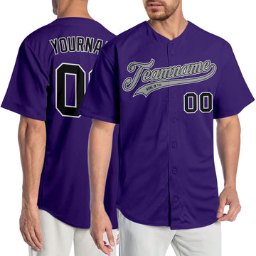 Custom Purple Black-Gray Authentic Baseball Jersey