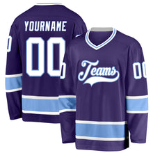 Laden Sie das Bild in den Galerie-Viewer, Custom Purple White-Light Blue Hockey Jersey
