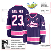 Laden Sie das Bild in den Galerie-Viewer, Custom Purple White-Pink Hockey Jersey
