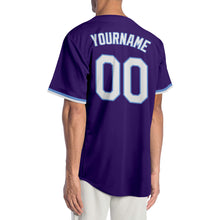 Load image into Gallery viewer, Custom Purple White-Light Blue Authentic Baseball Jersey
