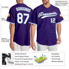 Load image into Gallery viewer, Custom Purple White-Light Blue Authentic Baseball Jersey
