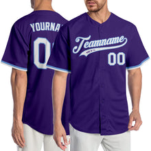Load image into Gallery viewer, Custom Purple White-Light Blue Authentic Baseball Jersey
