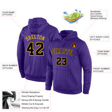 Laden Sie das Bild in den Galerie-Viewer, Custom Stitched Purple Black Pinstripe Black-Gold Sports Pullover Sweatshirt Hoodie
