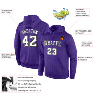 Custom Stitched Purple Black Pinstripe White-Gray Sports Pullover Sweatshirt Hoodie