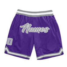 Load image into Gallery viewer, Custom Purple Gray-White Authentic Throwback Basketball Shorts
