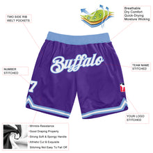 Load image into Gallery viewer, Custom Purple White-Light Blue Authentic Throwback Basketball Shorts
