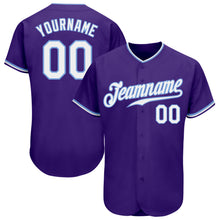 Laden Sie das Bild in den Galerie-Viewer, Custom Purple White-Light Blue Authentic Baseball Jersey
