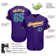 Load image into Gallery viewer, Custom Purple Aqua-Gold Authentic Baseball Jersey
