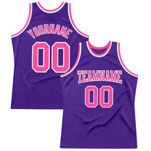 Laden Sie das Bild in den Galerie-Viewer, Custom Purple Pink-White Authentic Throwback Basketball Jersey
