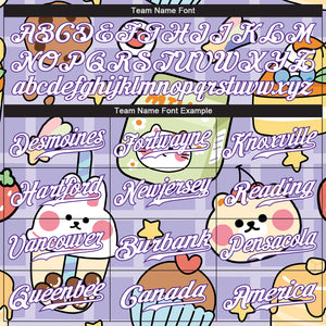 Custom Purple White-Purple 3D Pattern Design Sticker Cartoons Authentic Baseball Jersey