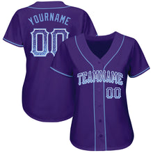 Load image into Gallery viewer, Custom Purple Light Blue-White Authentic Drift Fashion Baseball Jersey
