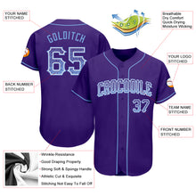 Load image into Gallery viewer, Custom Purple Light Blue-White Authentic Drift Fashion Baseball Jersey
