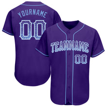 Load image into Gallery viewer, Custom Purple Light Blue-White Authentic Drift Fashion Baseball Jersey
