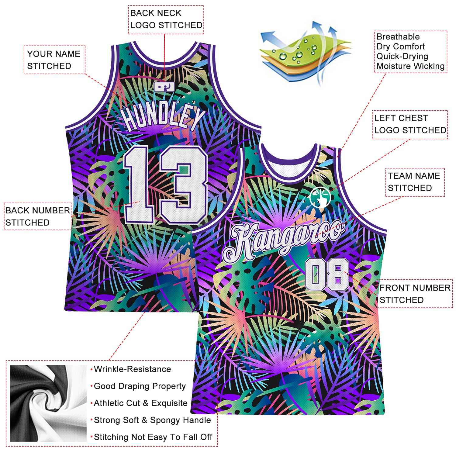 Cheap Custom Purple White-Purple 3D Pattern Design Tropical Plants  Authentic Basketball Jersey Free Shipping – CustomJerseysPro