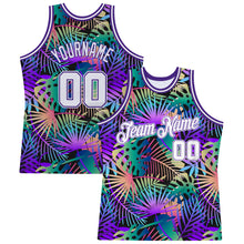 Load image into Gallery viewer, Custom Purple White-Purple 3D Pattern Tropical Hawaii Plants Authentic Basketball Jersey
