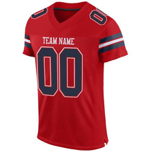 Load image into Gallery viewer, Custom Red Navy-White Mesh Authentic Football Jersey
