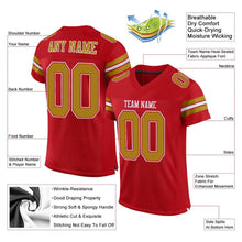 Load image into Gallery viewer, Custom Red Old Gold-White Mesh Authentic Football Jersey
