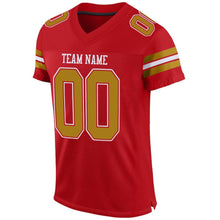 Load image into Gallery viewer, Custom Red Old Gold-White Mesh Authentic Football Jersey
