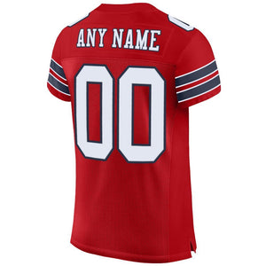 Custom Red White-Navy Mesh Authentic Football Jersey