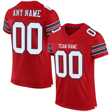 Load image into Gallery viewer, Custom Red White-Navy Mesh Authentic Football Jersey
