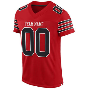 Custom Red Black-White Mesh Authentic Football Jersey