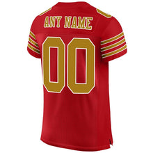 Load image into Gallery viewer, Custom Red Old Gold-White Mesh Authentic Football Jersey
