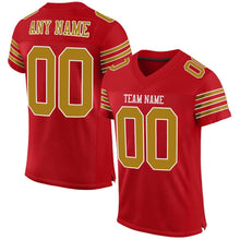 Load image into Gallery viewer, Custom Red Old Gold-White Mesh Authentic Football Jersey
