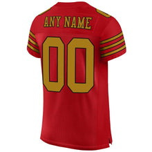 Load image into Gallery viewer, Custom Red Old Gold-Black Mesh Authentic Football Jersey

