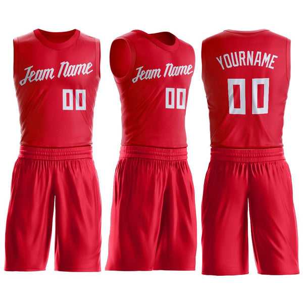 sublimation red white basketball jersey