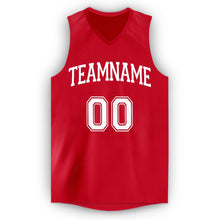 Load image into Gallery viewer, Custom Red White V-Neck Basketball Jersey
