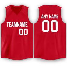 Load image into Gallery viewer, Custom Red White V-Neck Basketball Jersey
