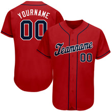 Load image into Gallery viewer, Custom Red Navy-White Authentic Baseball Jersey
