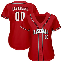 Load image into Gallery viewer, Custom Red White-Black Authentic Baseball Jersey
