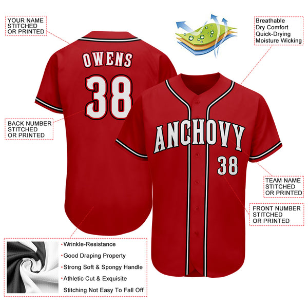 Sale Build Black Baseball Authentic Red Jersey White – CustomJerseysPro
